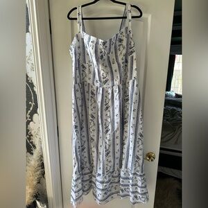 REFORMATION white and blue summer dress